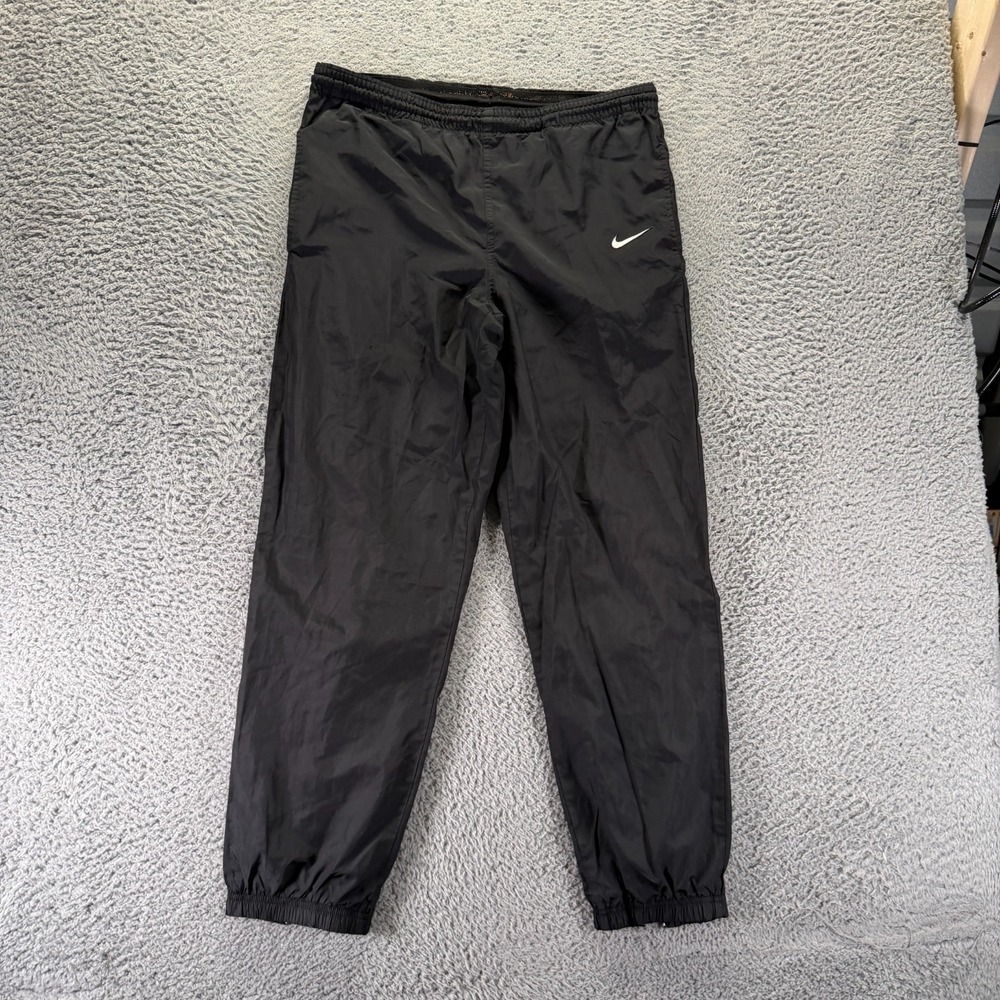 Vintage Nike Pant Men XS Black Polyester Track Mesh Lined Ankle-Zip Activewear